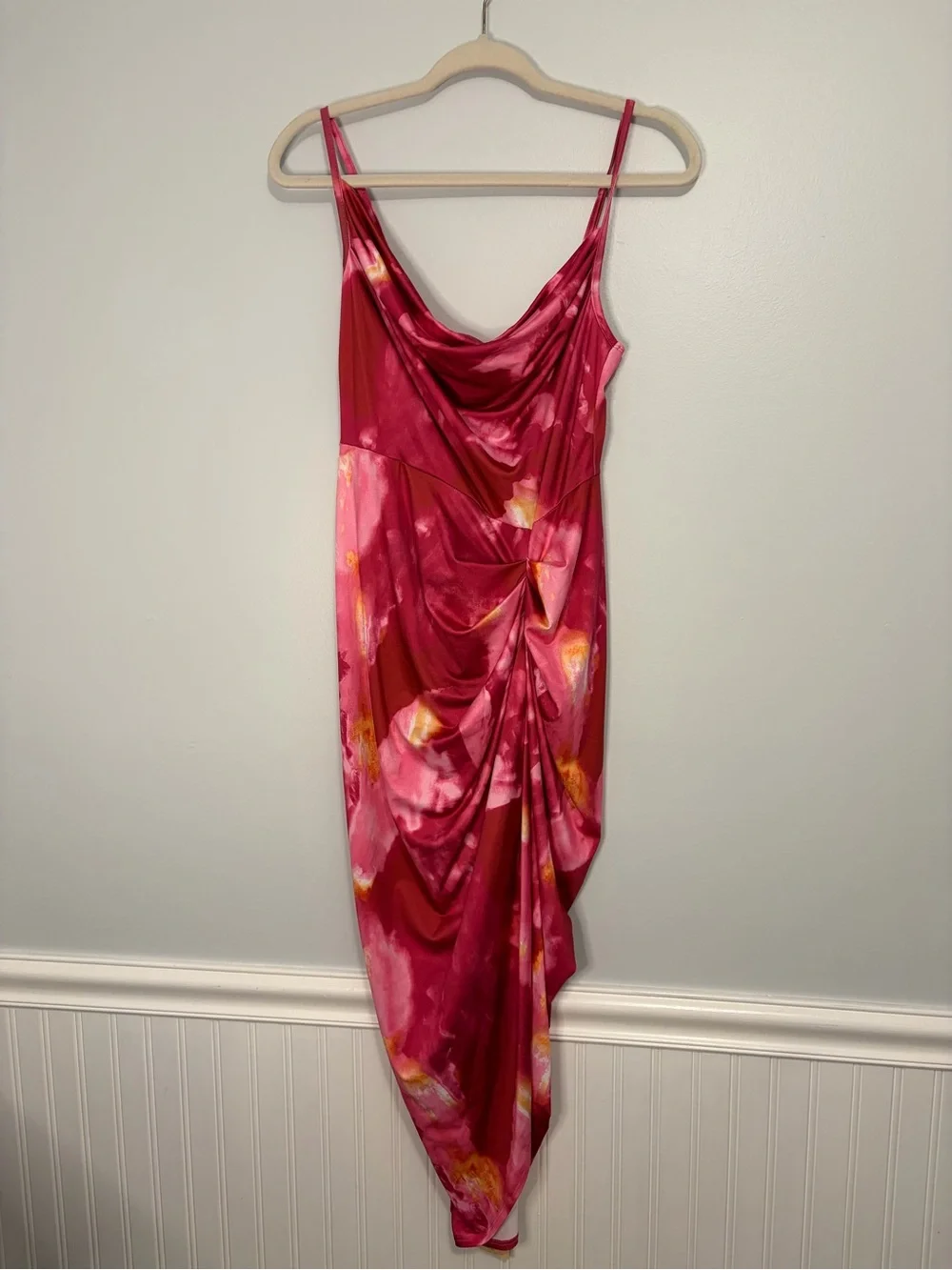 SHEIN Pink Floral Ruched Bodycon Dress | Medium | NWT